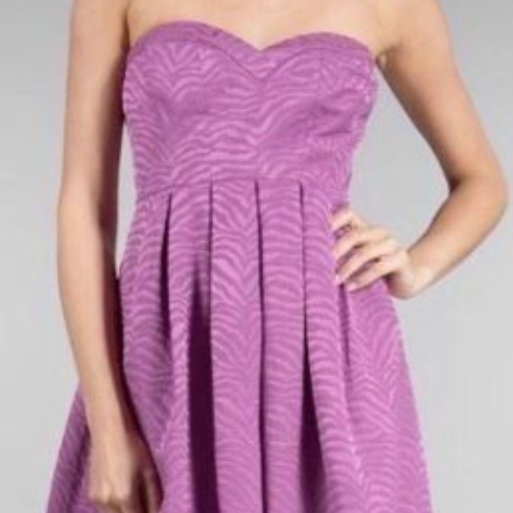 Rebecca Taylor Strapless Textured Purple Dress
